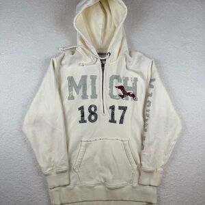 The Mountain Surplus Men’s Large Half Zip Cream Hoodie Sweatshirt Y2K Style